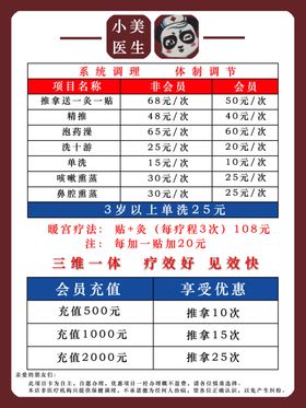 价格表