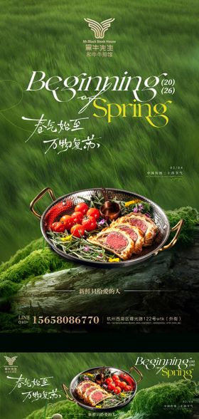 立春节气牛排西餐品宣海报