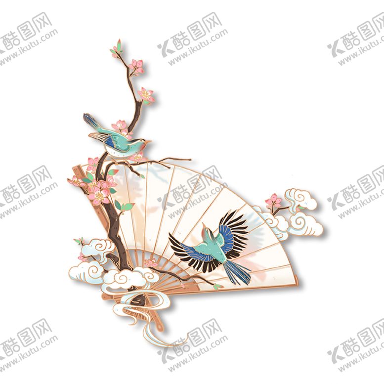 编号：21594605120828008361【酷图网】源文件下载-喜鹊扇子国风合成海报素材