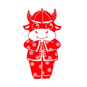 牛年剪纸插画
