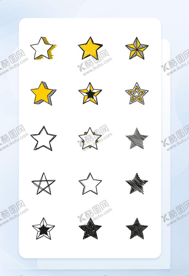 编号：82257204180149592470【酷图网】源文件下载-线性手绘星星五角星矢量图标