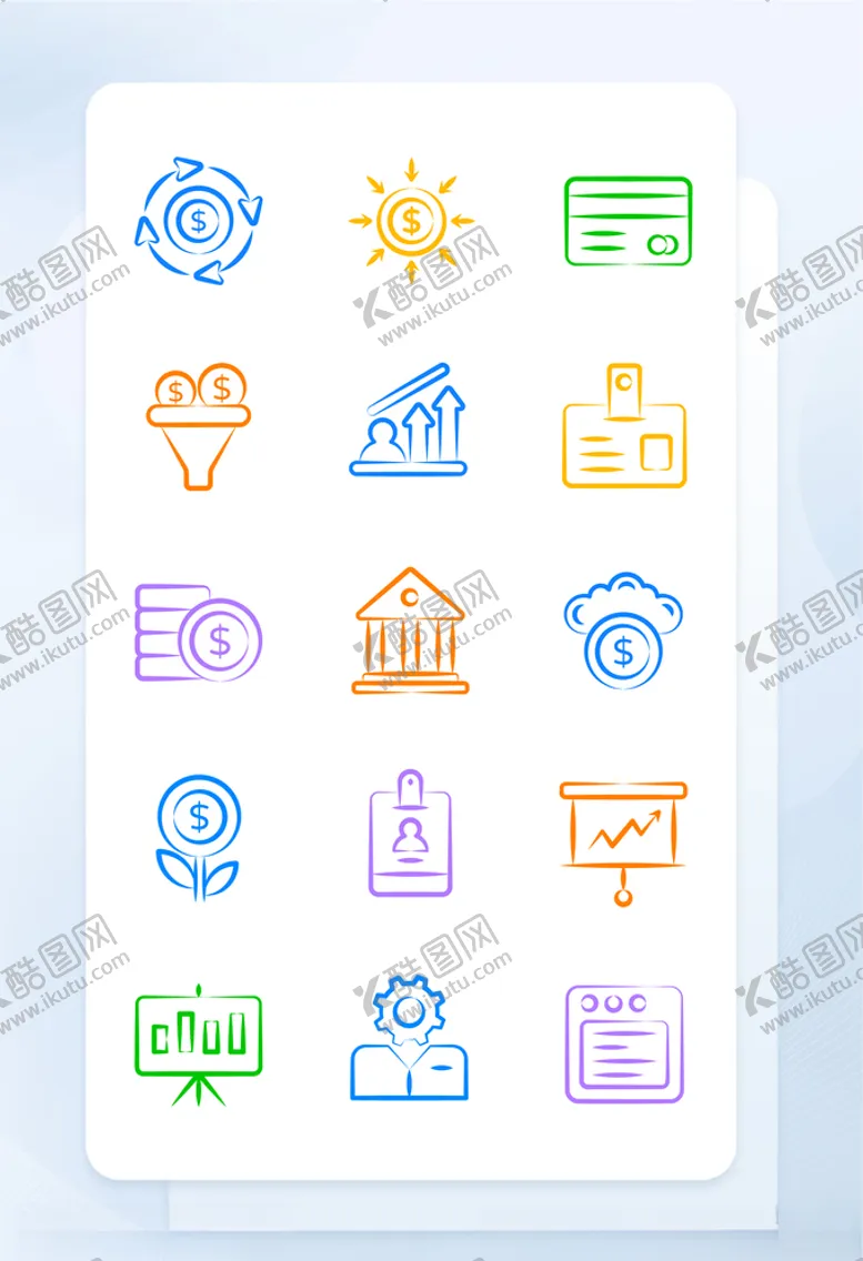 编号：29783904142237271392【酷图网】源文件下载-多色金融理财手绘线性主题矢量