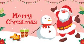 圣诞老人与雪人圣诞贺卡