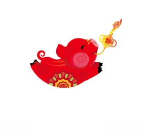 彩色福气卡通动漫可爱猪插画