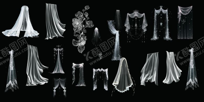 编号：32718811251119332704【酷图网】源文件下载-古风飘带纱幔装饰素材
