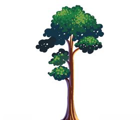卡通树绿色木苗手绘