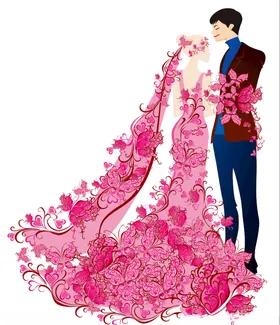 卡通结婚新人