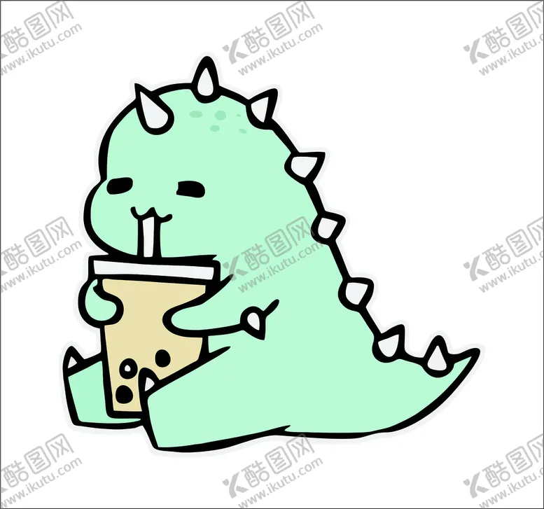 编号：49733301280620377813【酷图网】源文件下载-喝奶茶的恐龙