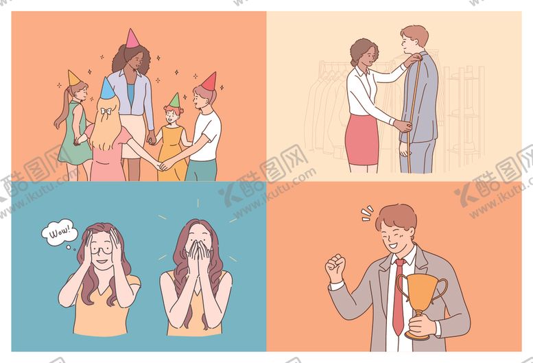 编号：86606709260821446446【酷图网】源文件下载-多样社交场景插画