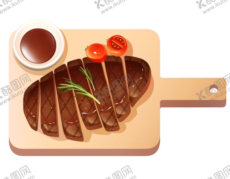 编号：79566012281909444568【酷图网】源文件下载-西餐牛排美食简约插画