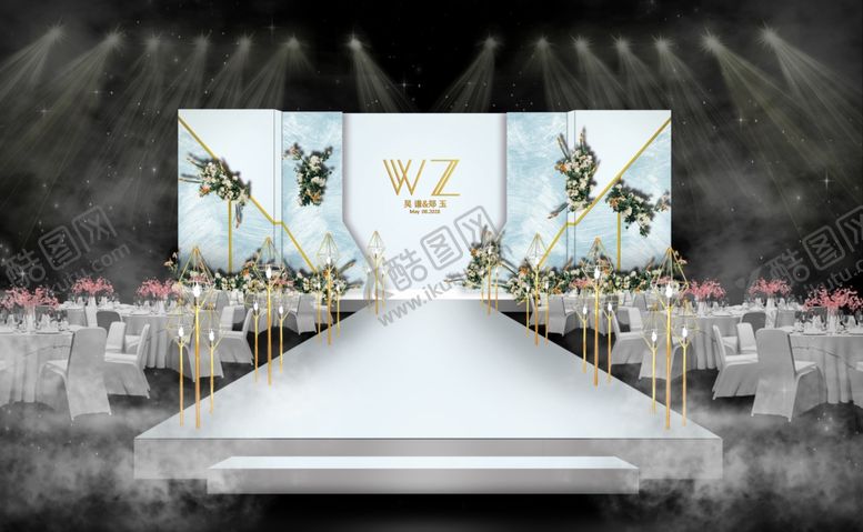 编号：68413210051613007765【酷图网】源文件下载-蓝白大理石婚礼背景