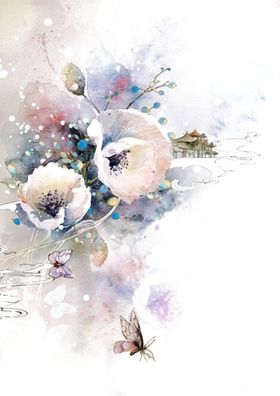 水彩古风花朵