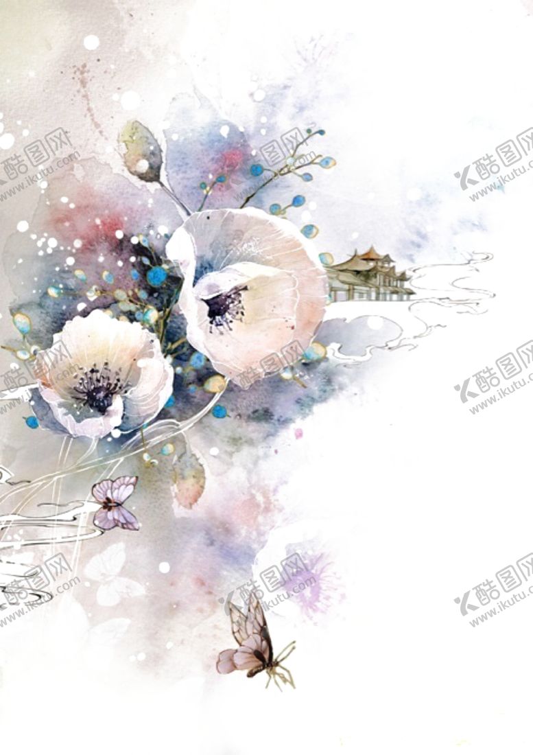 编号：61173410250113289364【酷图网】源文件下载-水彩古风花朵