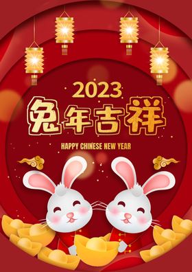 2023兔年新春喜庆海报