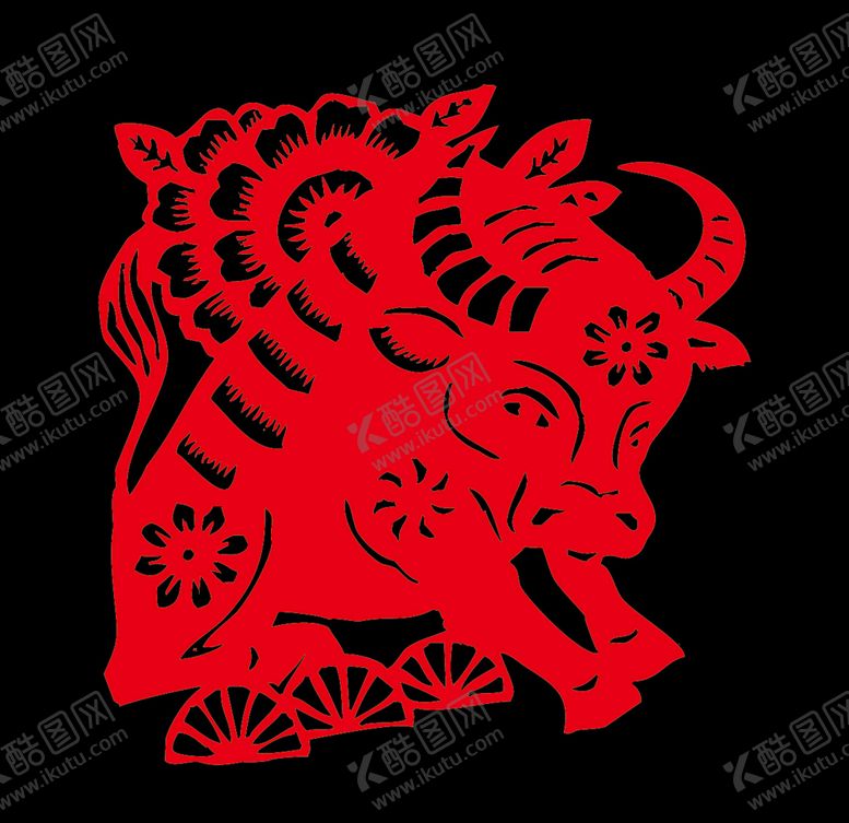 编号：64095810111245331573【酷图网】源文件下载-牛年剪纸图片