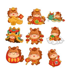 可爱马年卡通形象集合