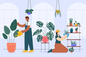 花店种植草卡通植树种植插图