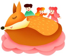 世界睡眠日睡着的小狐狸宣传插画