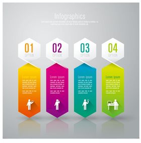 多彩编号信息图表元素