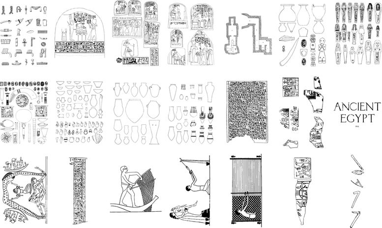 编号：87579111161731398596【酷图网】源文件下载-线描古埃及人文历史建筑金字塔