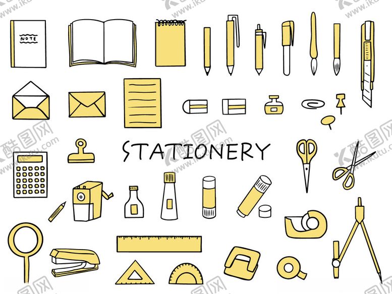 编号：97900411021356281869【酷图网】源文件下载-多样文具图标集合