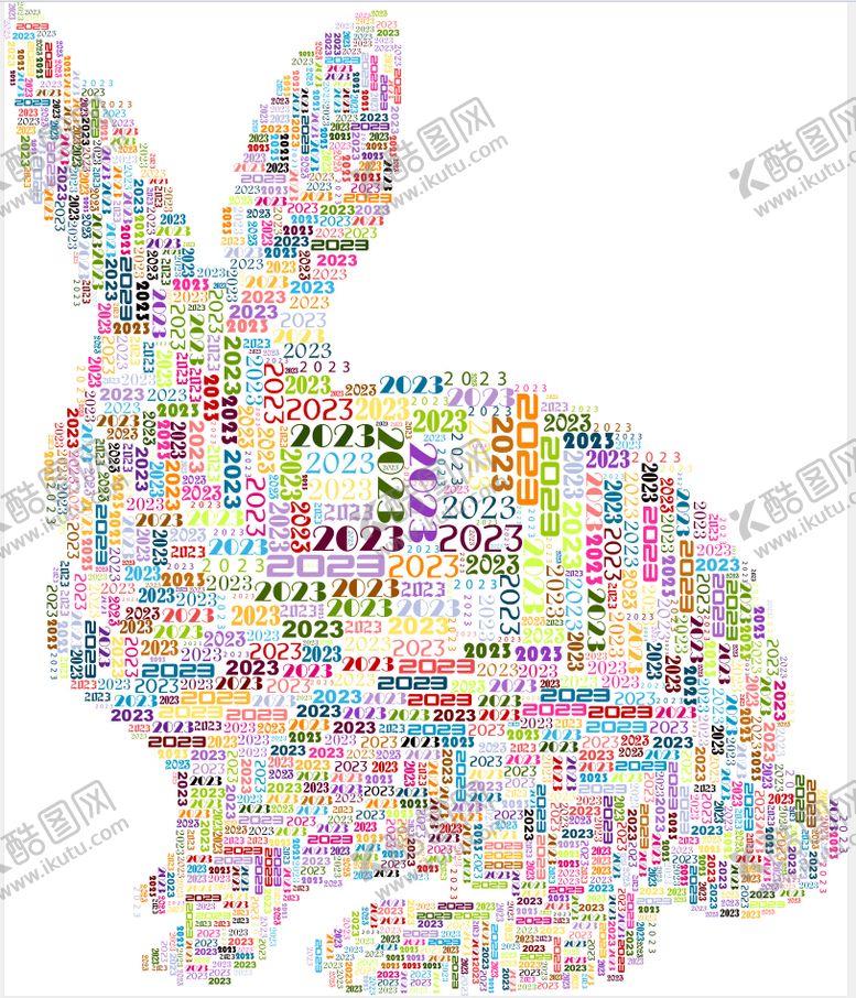 编号：51895409091200419702【酷图网】源文件下载-彩色文字拼贴兔子形象