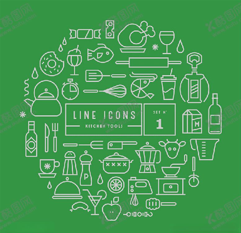 编号：67181010292041072687【酷图网】源文件下载-描边风格的厨房图标
