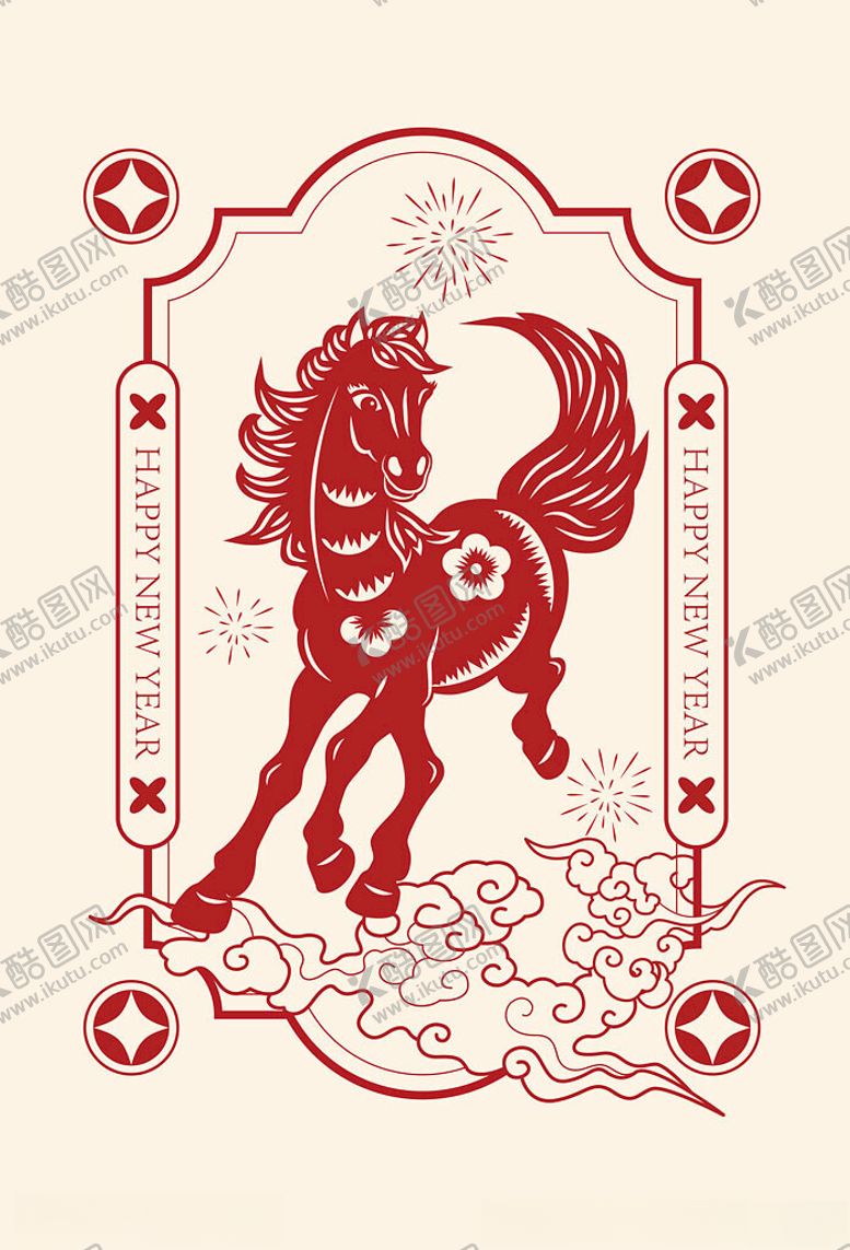 编号：43281404051813361884【酷图网】源文件下载-中式剪纸风奔腾骏马图案