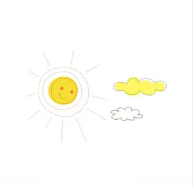 太阳卡通金色风景素材开心的可爱