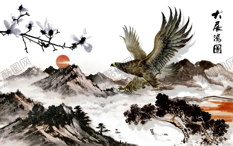 编号：90541307130333474151【酷图网】源文件下载-大展宏图雄鹰背景墙