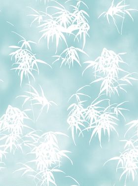 淡蓝背景下的白色竹叶图案