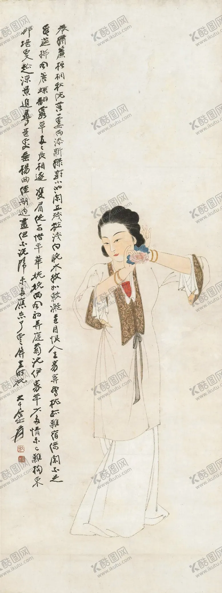 编号：78346602080303583523【酷图网】源文件下载-张大千仕女画