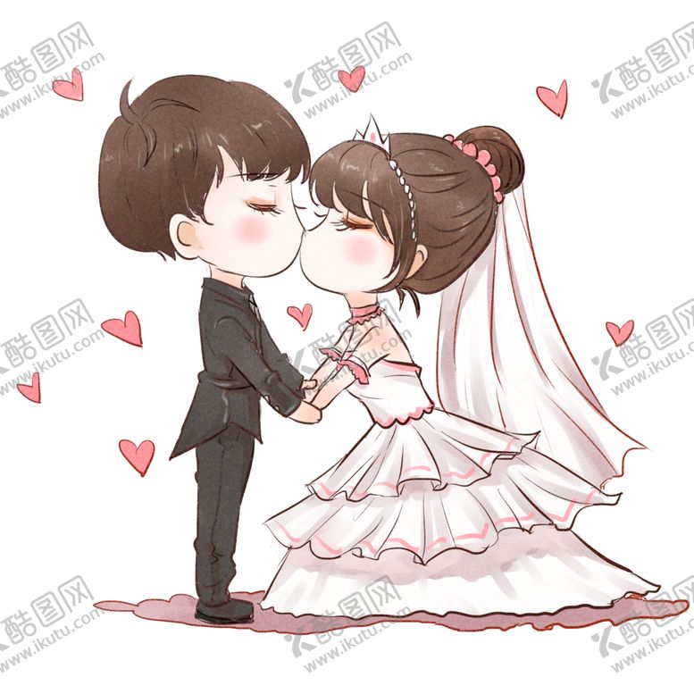 编号：45600110300521426994【酷图网】源文件下载-卡通新郎新娘