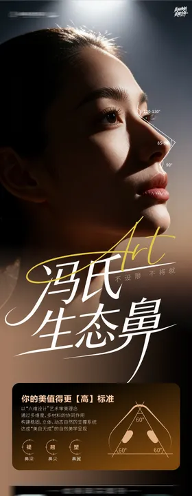 医美鼻部整形高端光影海报