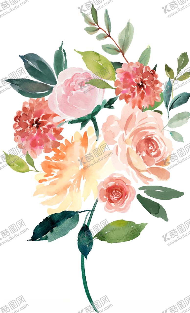 编号：62509907070958011272【酷图网】源文件下载-水彩创意花朵植物