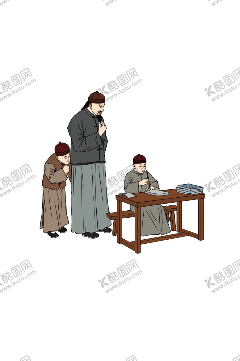 编号：99465407041611356038【酷图网】源文件下载-教书先生水墨水彩意境合成素材