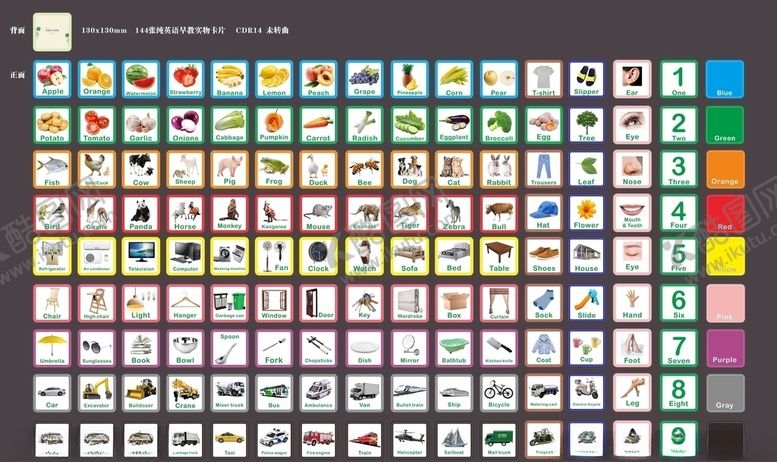 编号：46710210040522203346【酷图网】源文件下载-实物英语早教闪卡