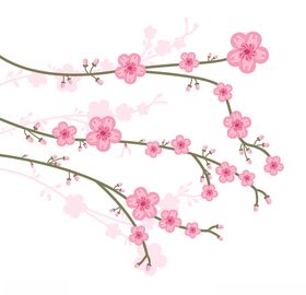 樱花植物卉AI设计素材壁纸AI矢量图