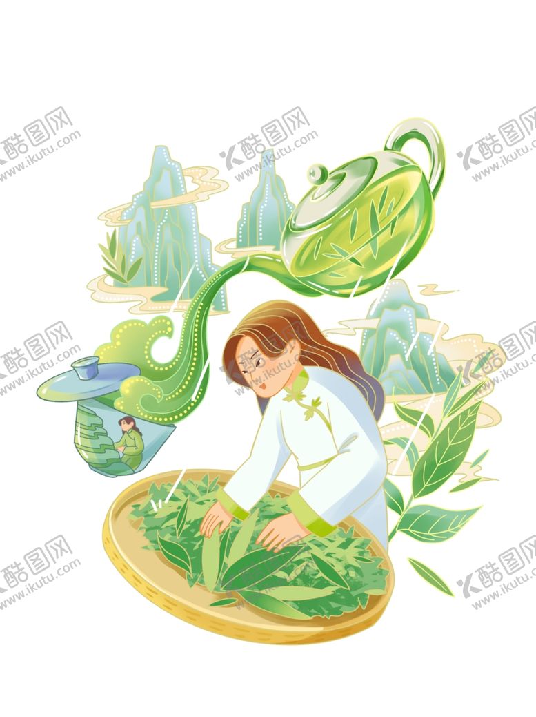 编号：34993701251527051634【酷图网】源文件下载-春茶插画