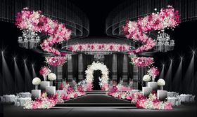 浪漫粉色系婚礼场景布置