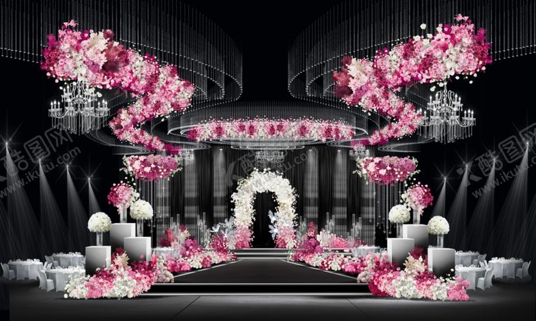 编号：67879904040503398140【酷图网】源文件下载-浪漫粉色系婚礼场景布置