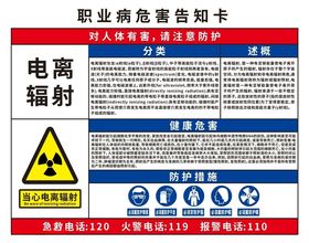 电离辐射职业病危害告知卡