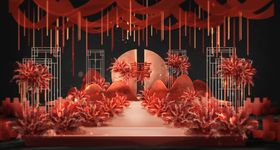 中式红主题浪漫婚礼场景