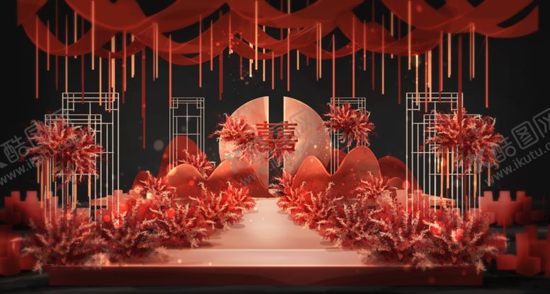 编号：98234411021401003056【酷图网】源文件下载-中式红主题浪漫婚礼场景