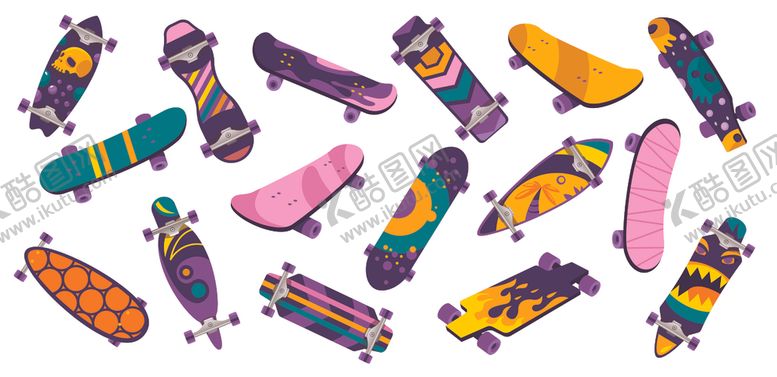 编号：37091709240418236671【酷图网】源文件下载-多彩滑板图案展示
