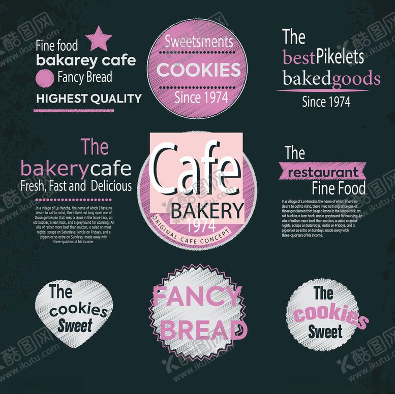 编号：89899804170026034356【酷图网】源文件下载-咖啡馆面包店相关标识合集