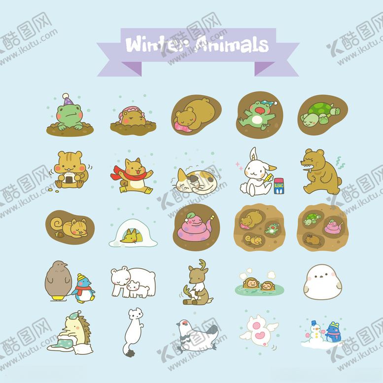 编号：91646310051224203692【酷图网】源文件下载-冬季动物主题可爱图标集