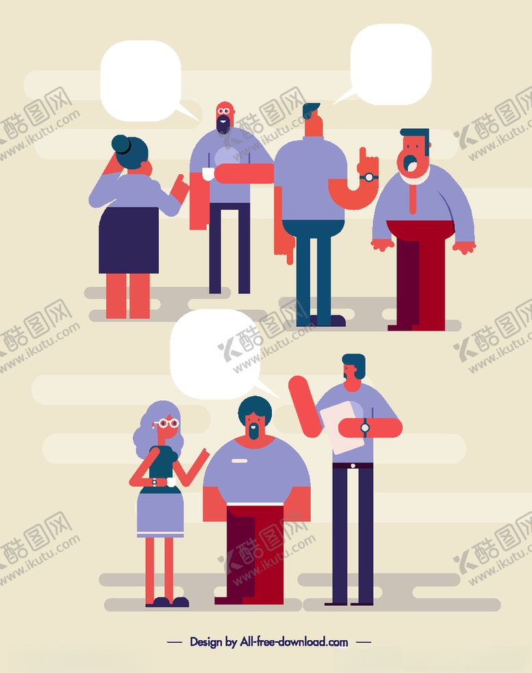 编号：41050207022236195865【酷图网】源文件下载-3组创意交谈的人物