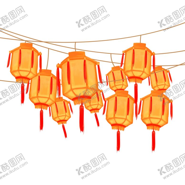 编号：41647205161538569016【酷图网】源文件下载-国潮插画灯笼元素