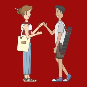 手绘情侣恋人